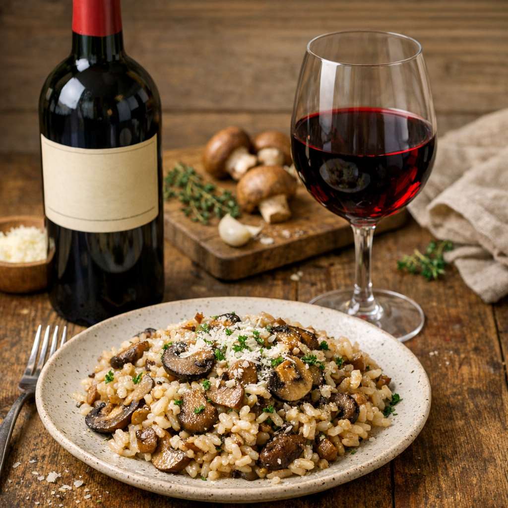 vin pour risotto champignons